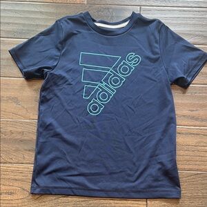 adidas Navy Tee with Teal Logo - Short Sleeve Kids Shirt